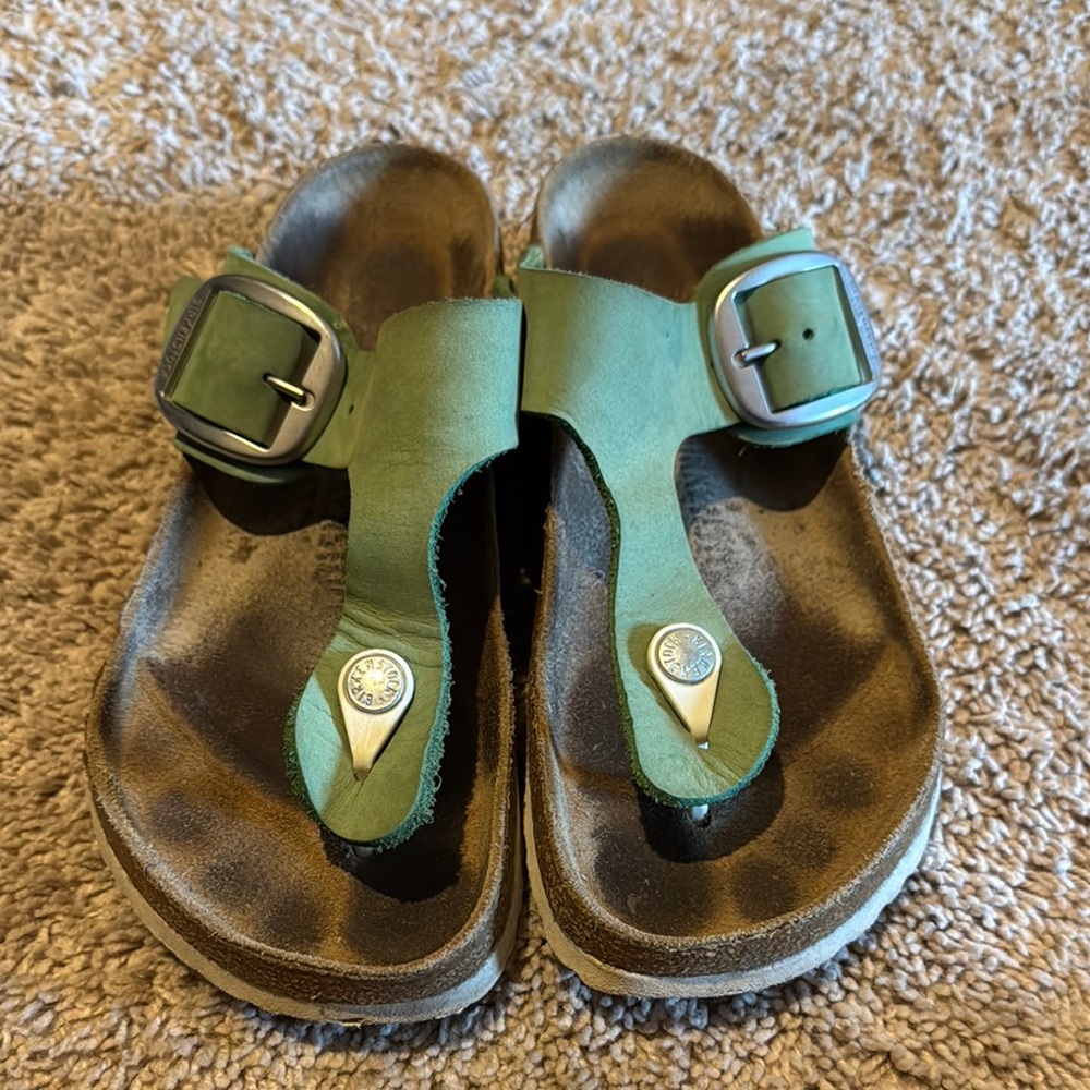 Birkenstock Green and Brown Sandals with Adjustable Straps
